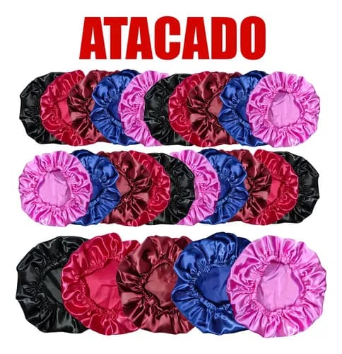 Kit com 12 Toucas de Cetim Anti Frizz para Dormir Reutilizáveis